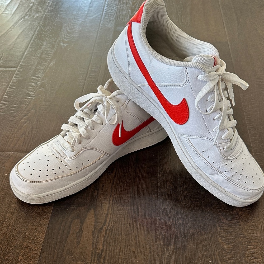 Nike Men's White Sneakers with orange Accents